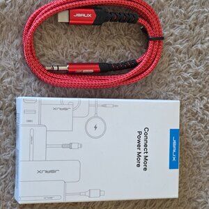 JSAUX USB-C to 3.5mm Aux Cable, 1 m – Red